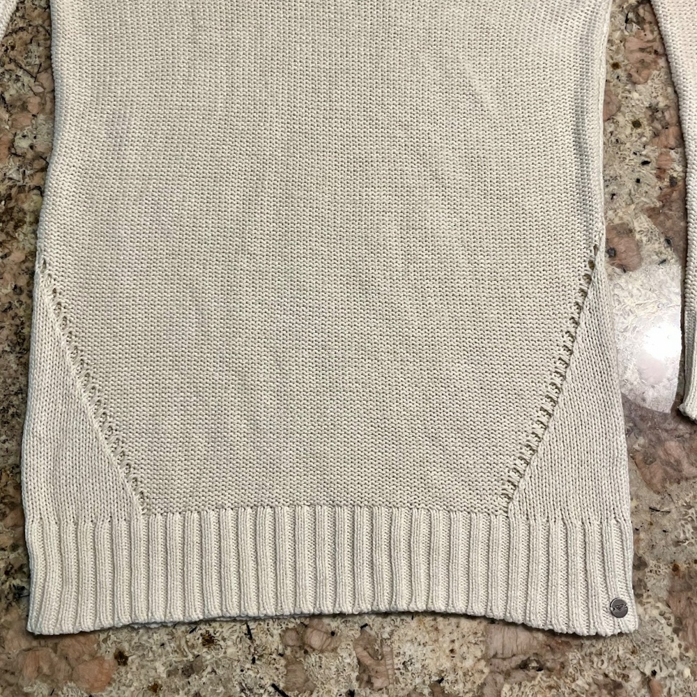 Roxy Ivory Crochet Knit Pullover Sweater Tunic Small Like New - Picture 8 of 8